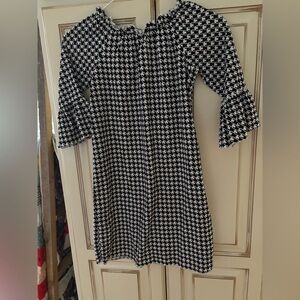 Lolly Wolly Doodle girls size 7 dress black white hounds tooth long sleeve